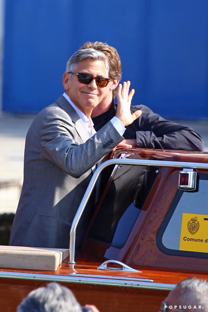 George looked wedding-ready in a gray suit.