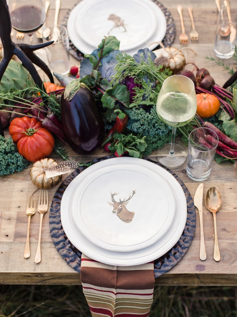 A lush display of vegetables adds rich color. 
Photo by Jeremiah and Rachel Photography via Style Me Pretty