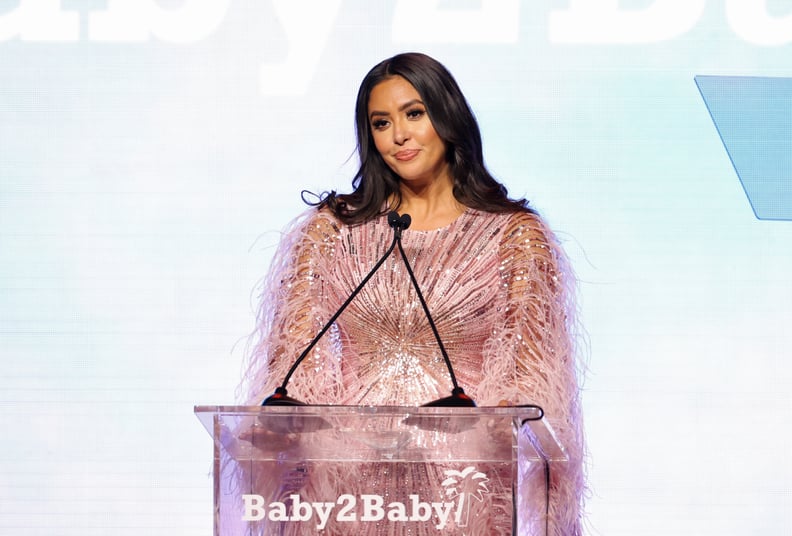 WEST HOLLYWOOD, CALIFORNIA - NOVEMBER 13: Honoree Vanessa Bryant accepts the Baby2Baby Giving Tree Award onstage during the Baby2Baby 10-Year Gala presented by Paul Mitchell on November 13, 2021 in West Hollywood, California. (Photo by Amy Sussman/Getty I