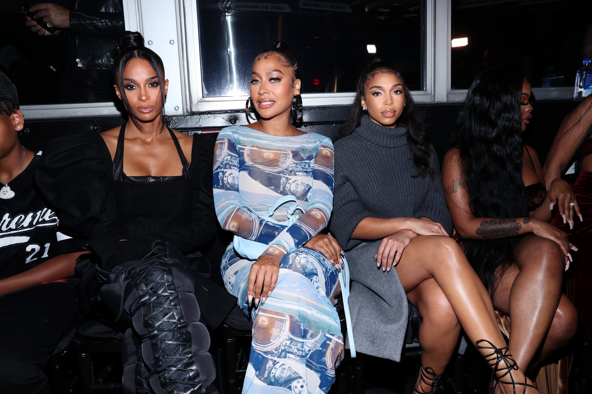 NEW YORK, NEW YORK - SEPTEMBER 09: Ciara, La La and Lori Harvey attend front row for Laquan Smith during NYFW: The Shows on September 09, 2021 in New York City. (Photo by Cindy Ord/Getty Images)