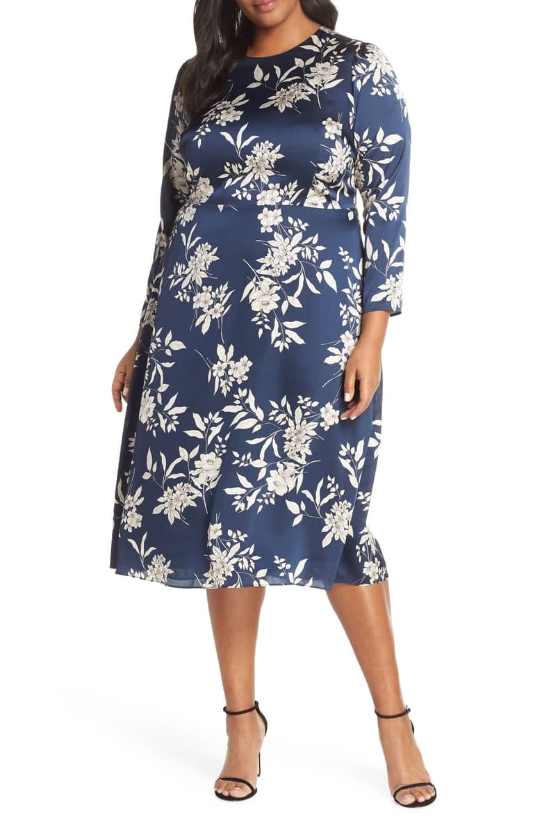 Vince Camuto Etched Bouquet Midi Dress