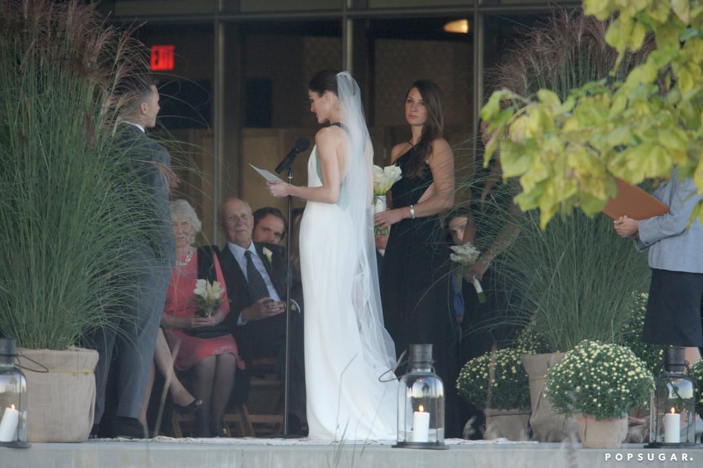 Hilary wore a lovely veil during the ceremony that trailed the length of her dress, but didn't take away from the gorgeous design.