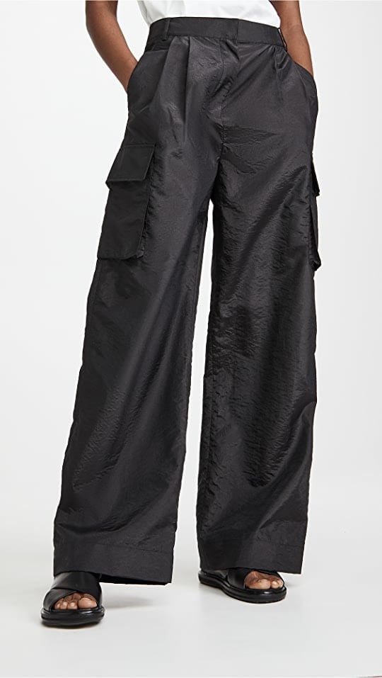 Cargo Parachute Pants: Tibi Crispy Nylon Pleated Cargo Pant