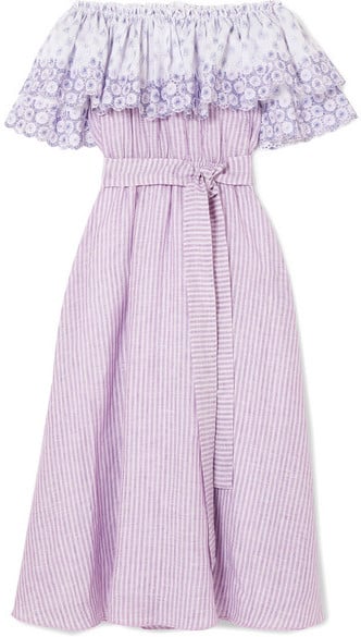 Gül Hürgel Broderie Anglaise-trimmed Striped Linen Dress