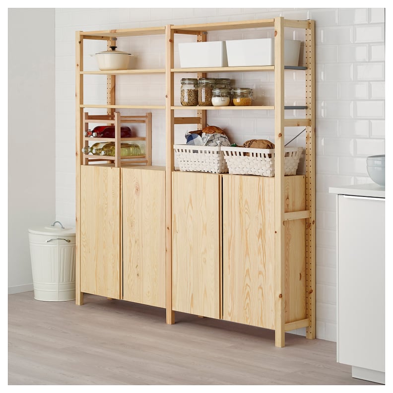 Ivar 2-Section Shelving Unit With Cabinets