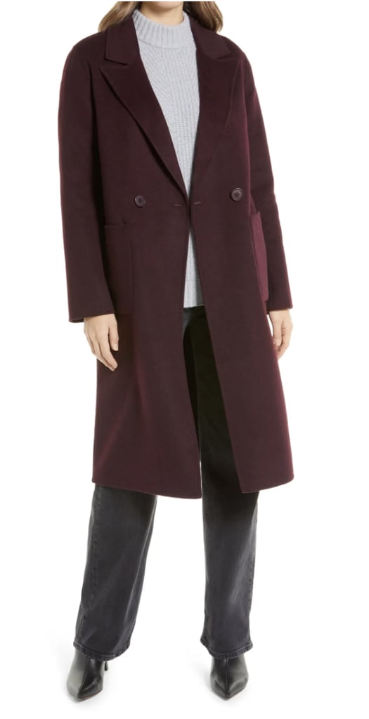 A Burgundy Hue: Halogen Double Face Wool Coat