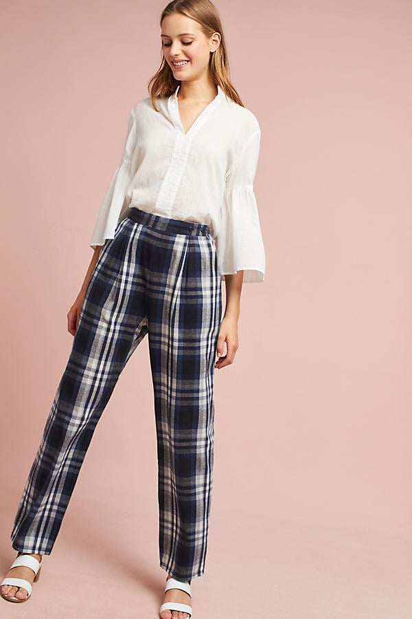 blue plaid pants outfit