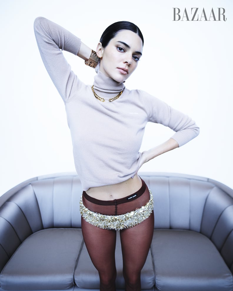 Kendall Jenner Wearing Miu Miu in Harper's Bazaar Sept. 2023 Issue