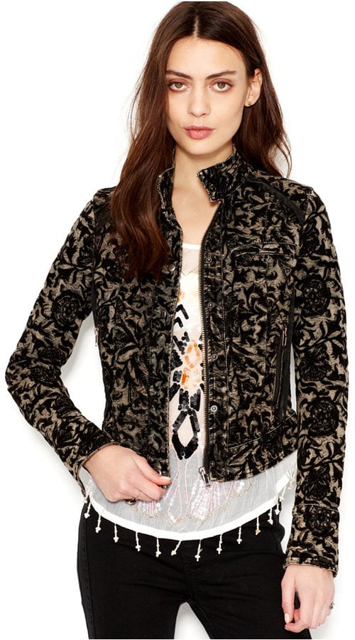 Free People Floral Jacquard Moto Jacket