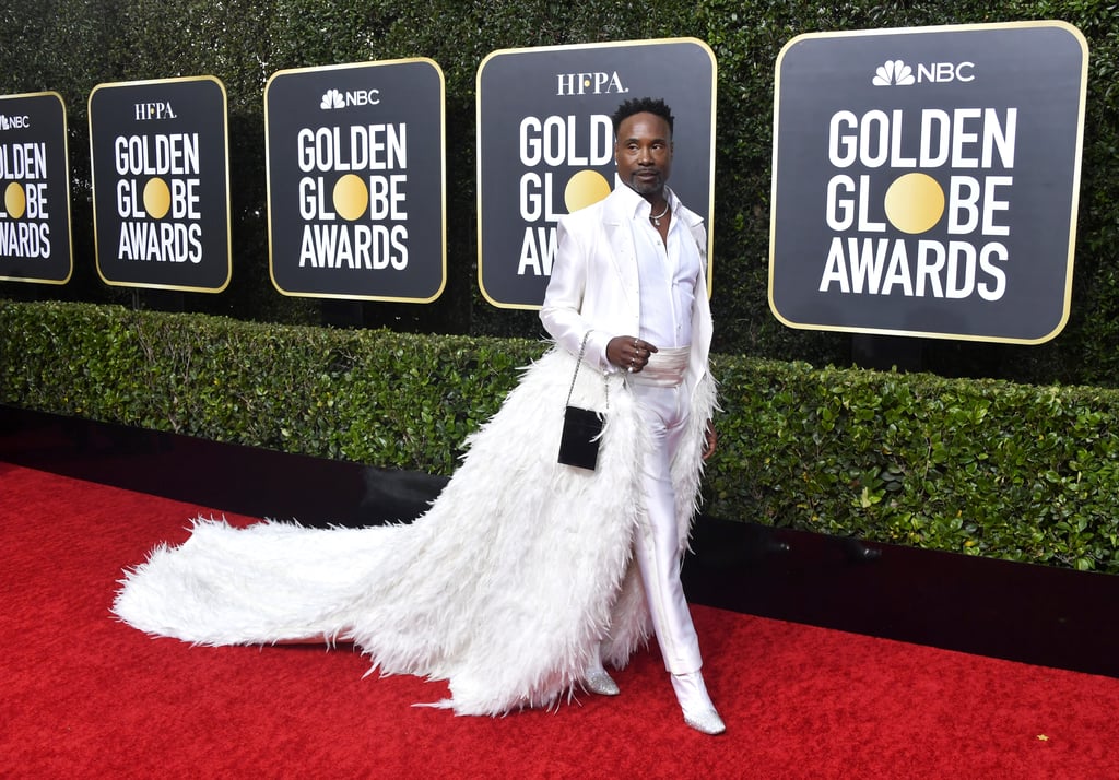 Billy Porter White Feather Suit at the Golden Globes 2020