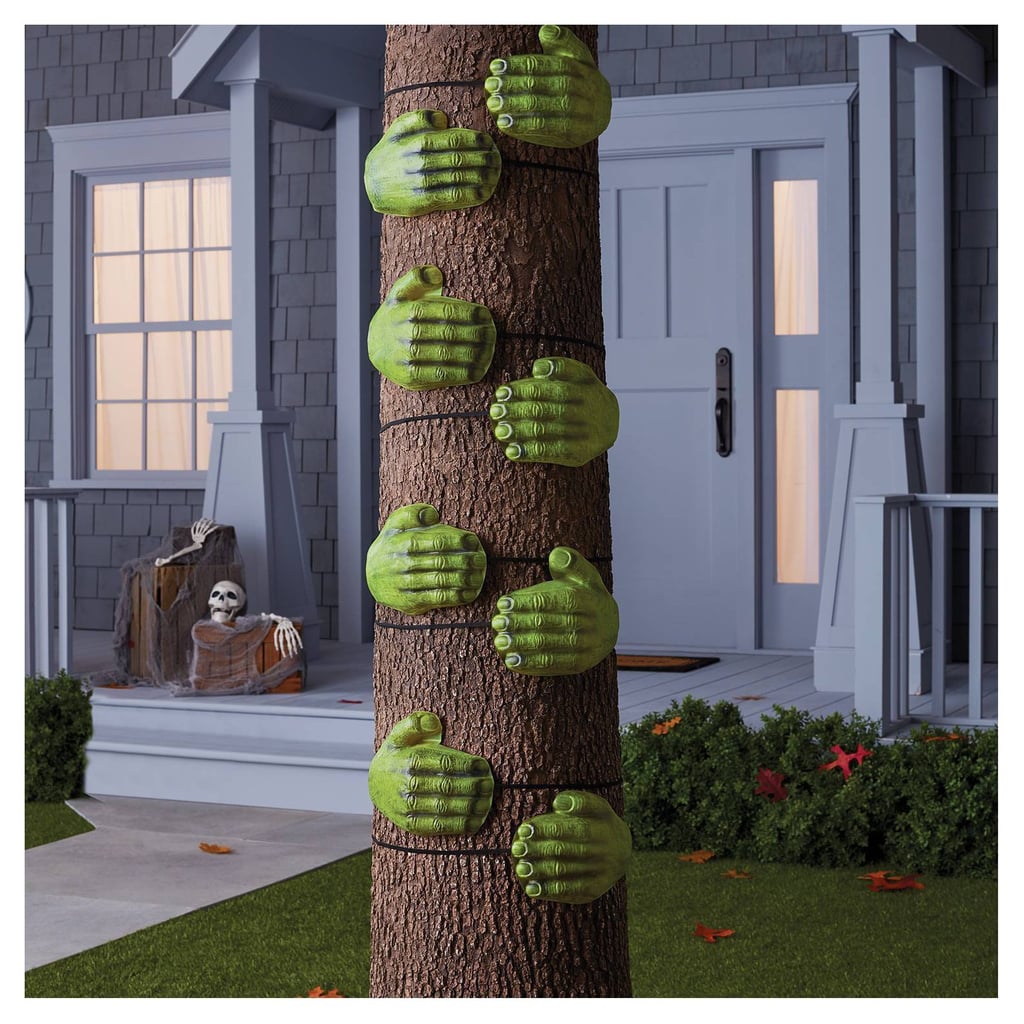 A Ghoulish Tree: Green Tree Trunk Hands Halloween Decorative Prop