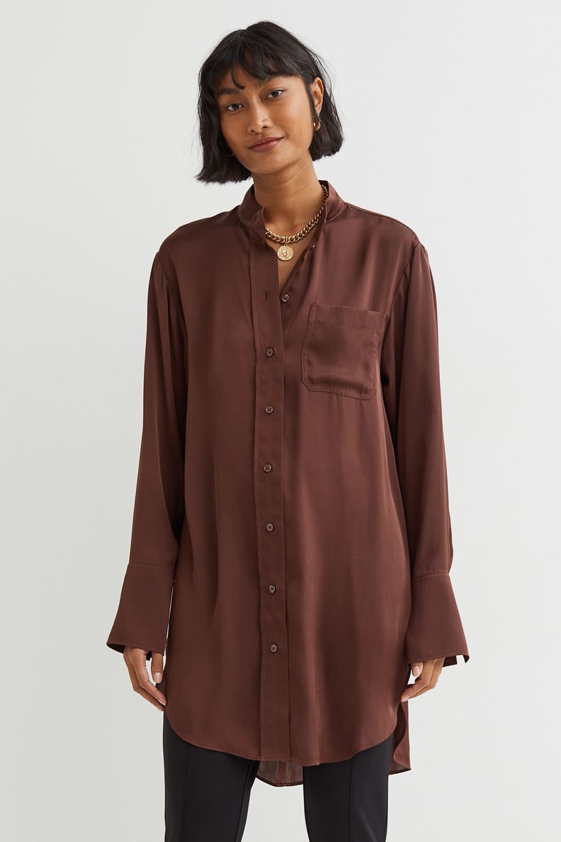 A Thing for Brown: Oversized Satin Shirt