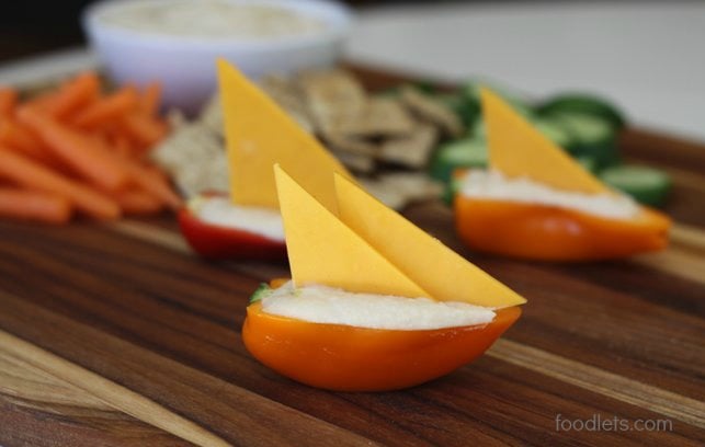 Hummus and Pepper "Sailboats"