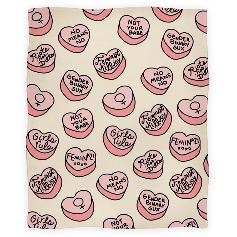 Feminist Conversation Hearts Blanket