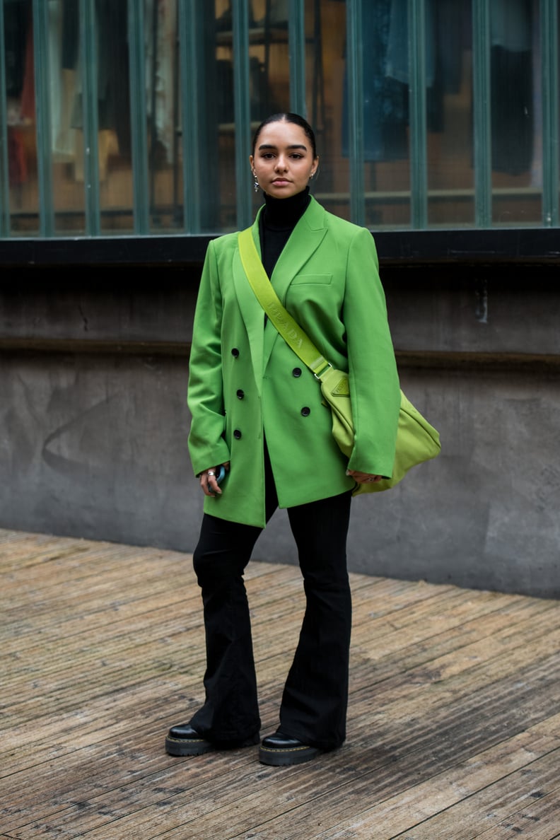 Color-Pop Blazer and Bag With Flares and Doc Martens