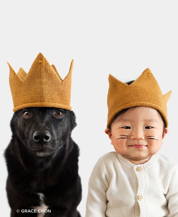 Dog and Baby Dress Up in Matching Outfits