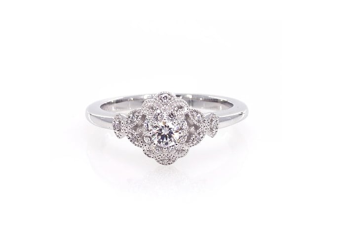 James Allen 14K White Gold Sculpted Flower Engagement Ring 15