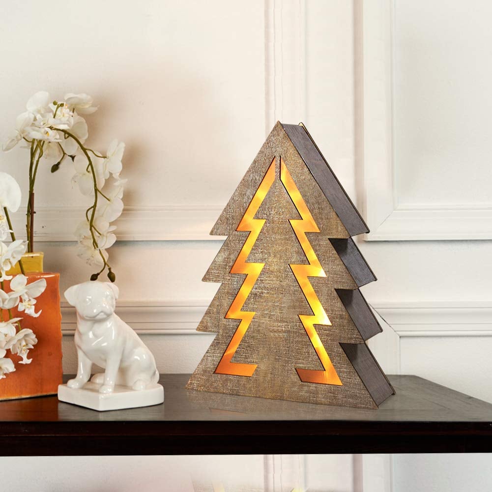 LED Wooden Fir Christmas Tree Light