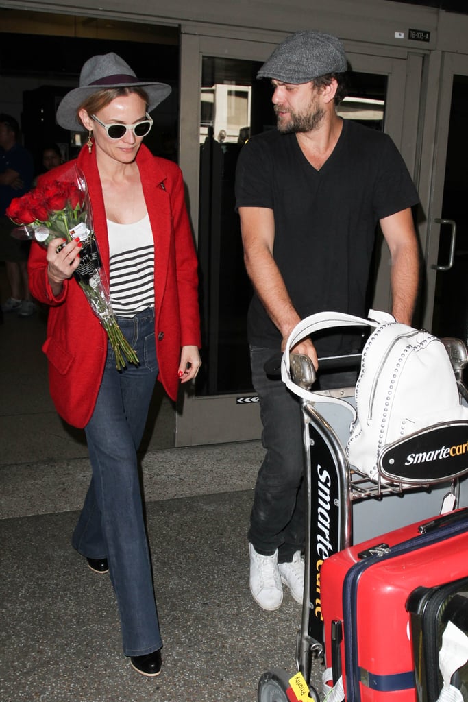 Joshua Jackson Brings Diane Kruger Roses at LAX