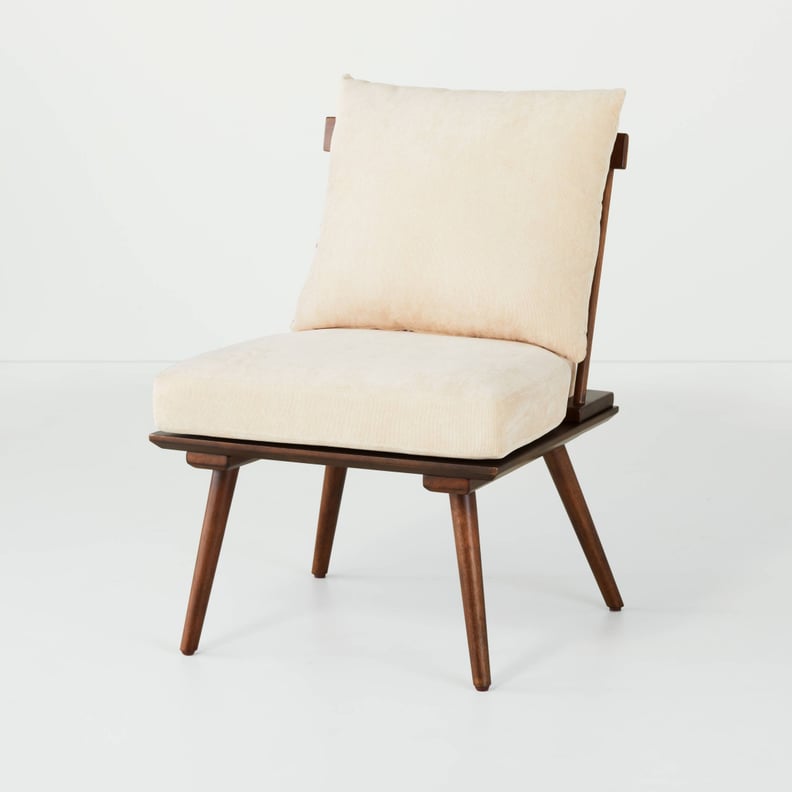 An Armless Accent Chair: Spindle Back Accent Chair With Cushions