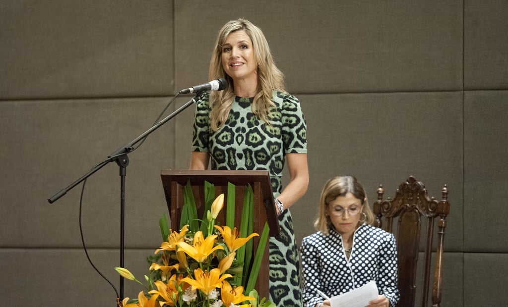 Queen Maxima's Givenchy Leopard Print Dress Oct. 2016
