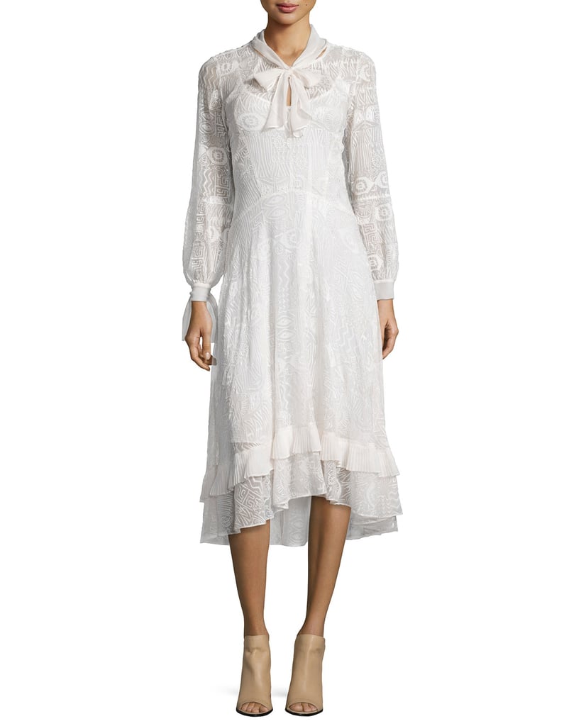 Rebecca Taylor Hiero Long-Sleeve Embroidered Silk Dress, Cream ($575)