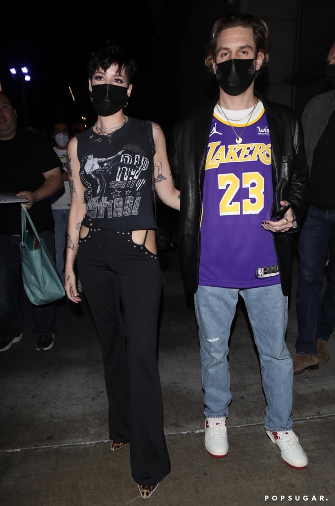 Halsey Wears Hip-Cutout Pants to Lakers Game With Alev Aydin