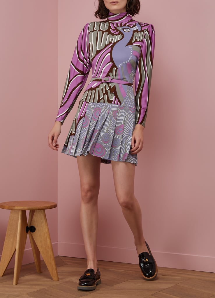 Miu Miu Peacock-Print Short Dress