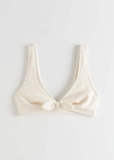 & Other Stories Crepe Knot Tie Bikini Top