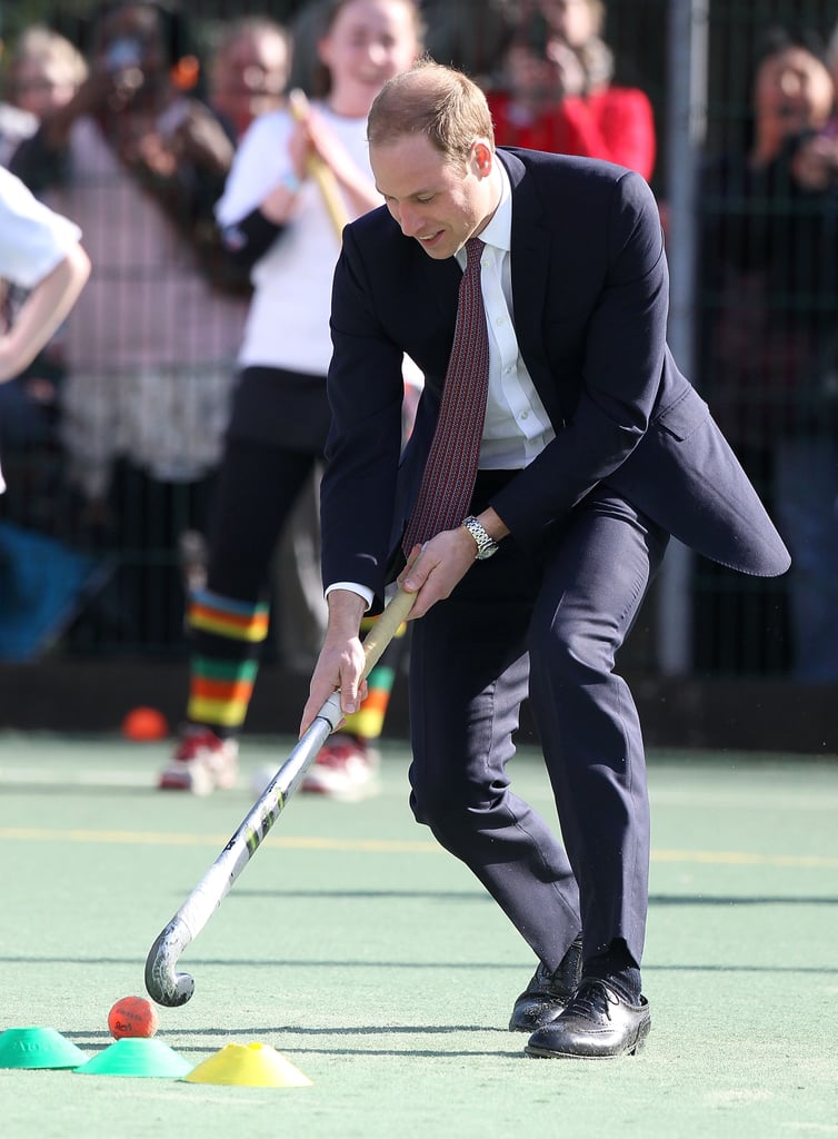 William played field hockey when he visited the Donald Dewar Leisure Centre in April 2013.
William played field hockey when he visited the Donald Dewar Leisure Centre in April 2013.