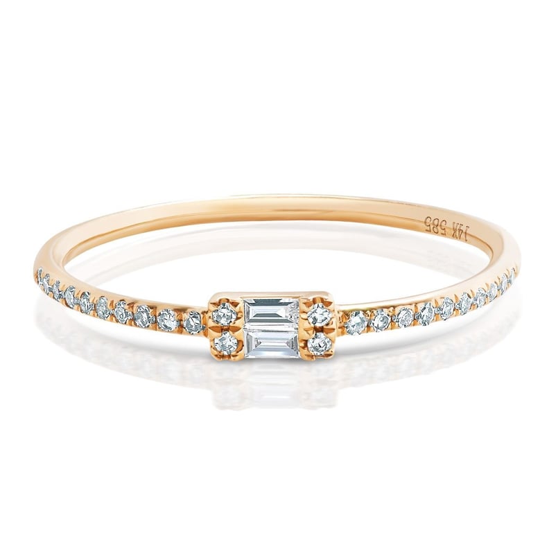 Nicole Rose 14k Gold Round and Diamond Baguette Ring