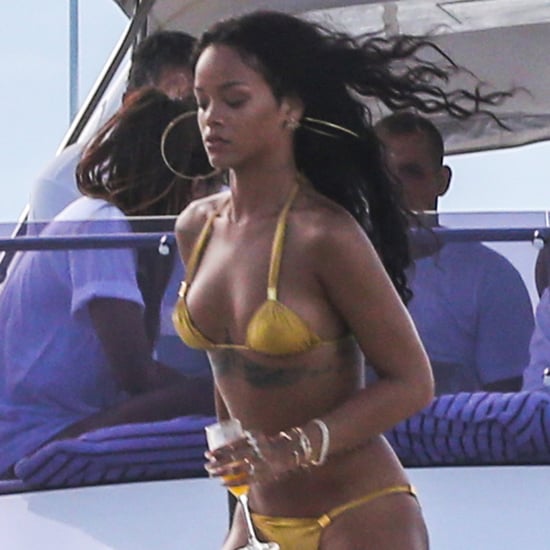 Rihanna in a Gold Bikini in Rio