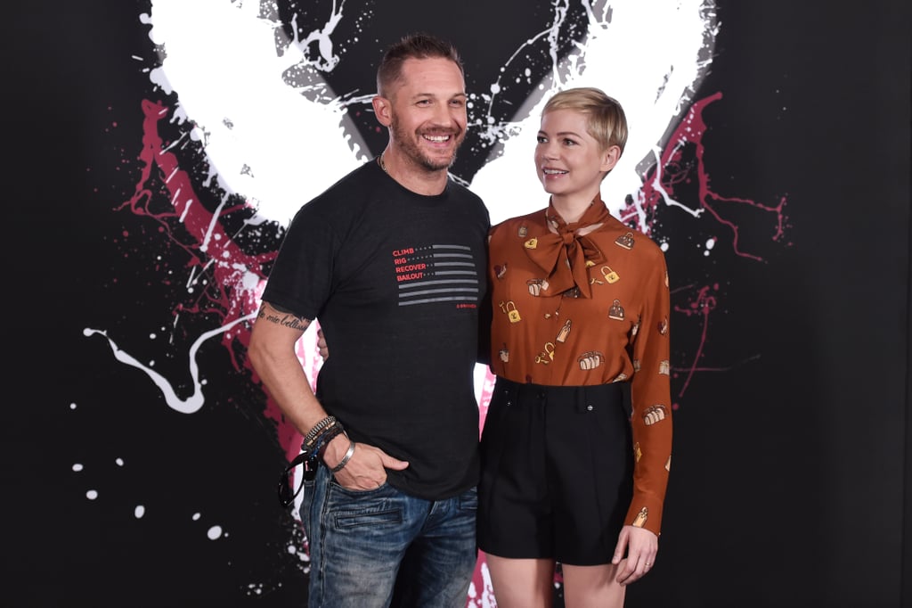 With Michelle Williams at a Venom LA photo call in 2018.