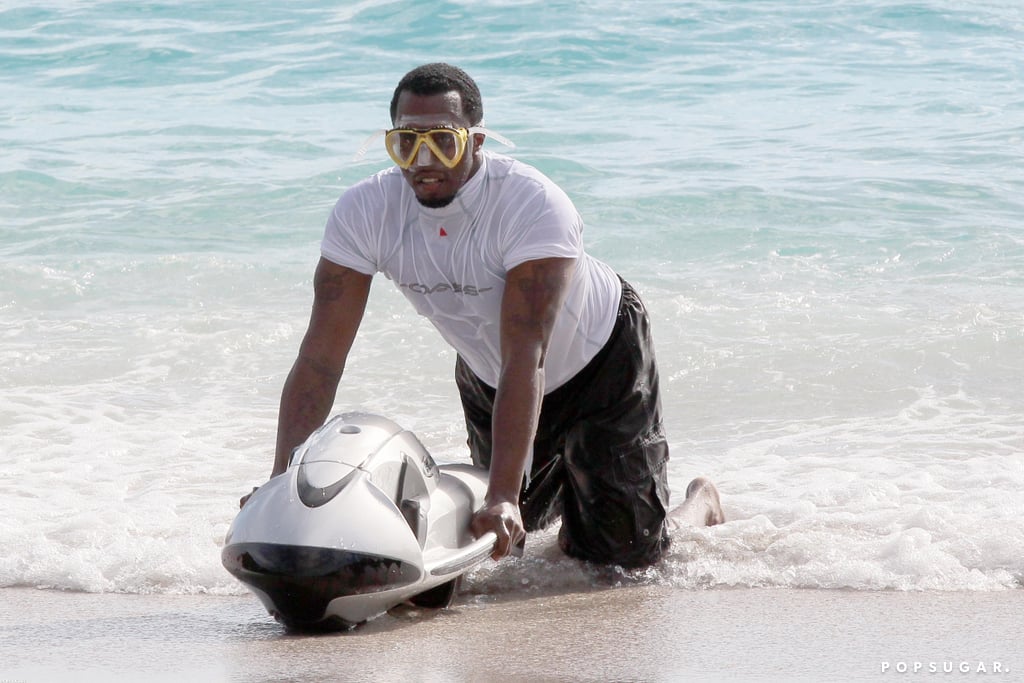 Diddy played around in the St. Bart's water in December 2012 during a family vacation.