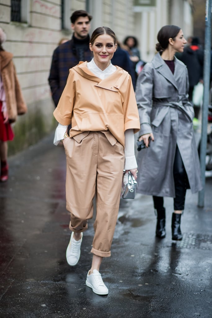 Olivia looked sporty outside the Tod's show.