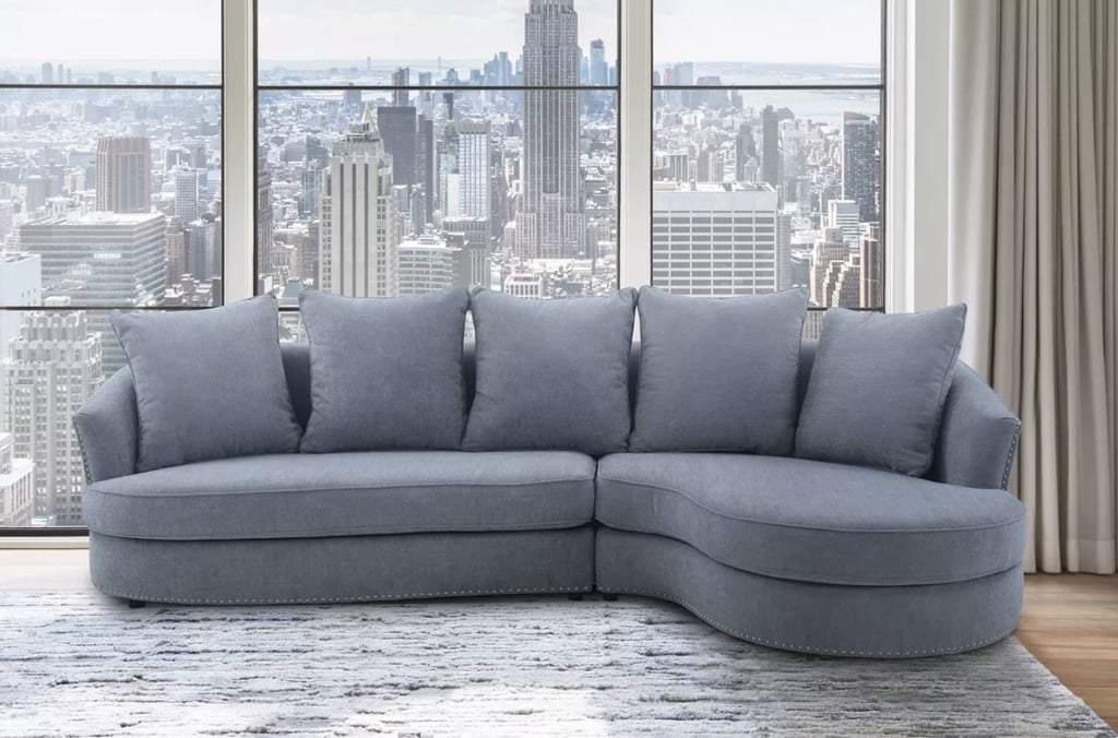 A Unique Sectional: Armen Living Queenly Fabric Upholstered Corner Sofa