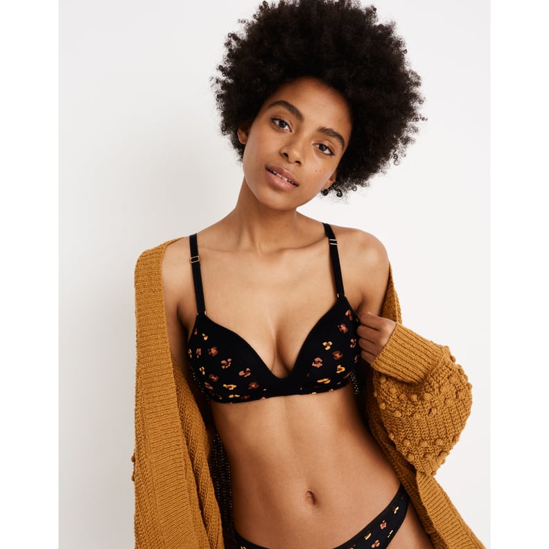 Madewell x Lively Mesh-Trimmed No-Wire Bra and No-Show Thong in Feline Floral