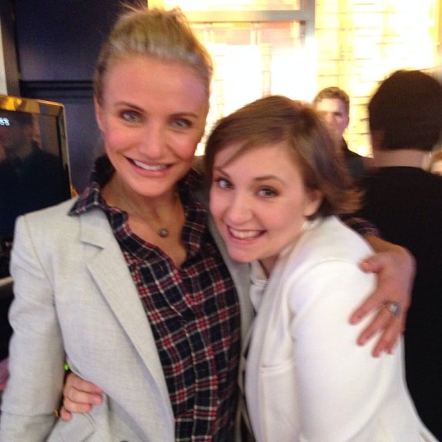 Cameron Diaz and Lena Dunham shared a hug during their visit to Good Morning America.
Source: Instagram user camerondiaz