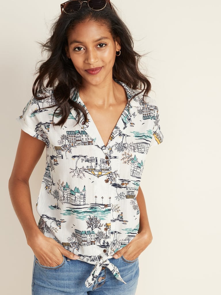 Printed Tie-Hem Resort Shirt