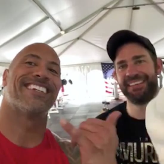 John Krasinski Talks Working Out With Dwayne Johnson