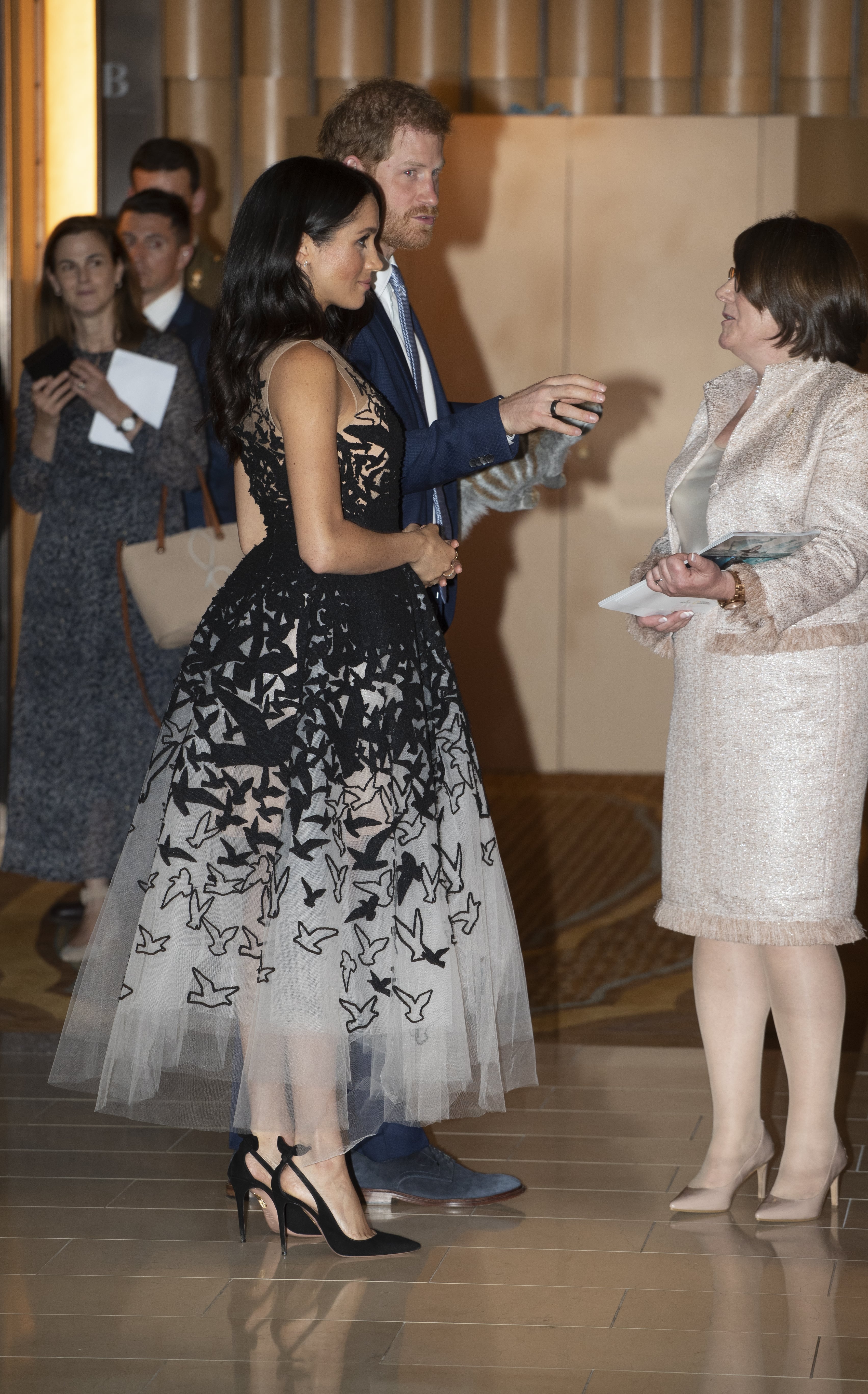 Engagement Shoes Night Bird Bird Dress Meghan Markle Meghan Markle's Oscar  De La Renta Dress October 2018 PS Fashion