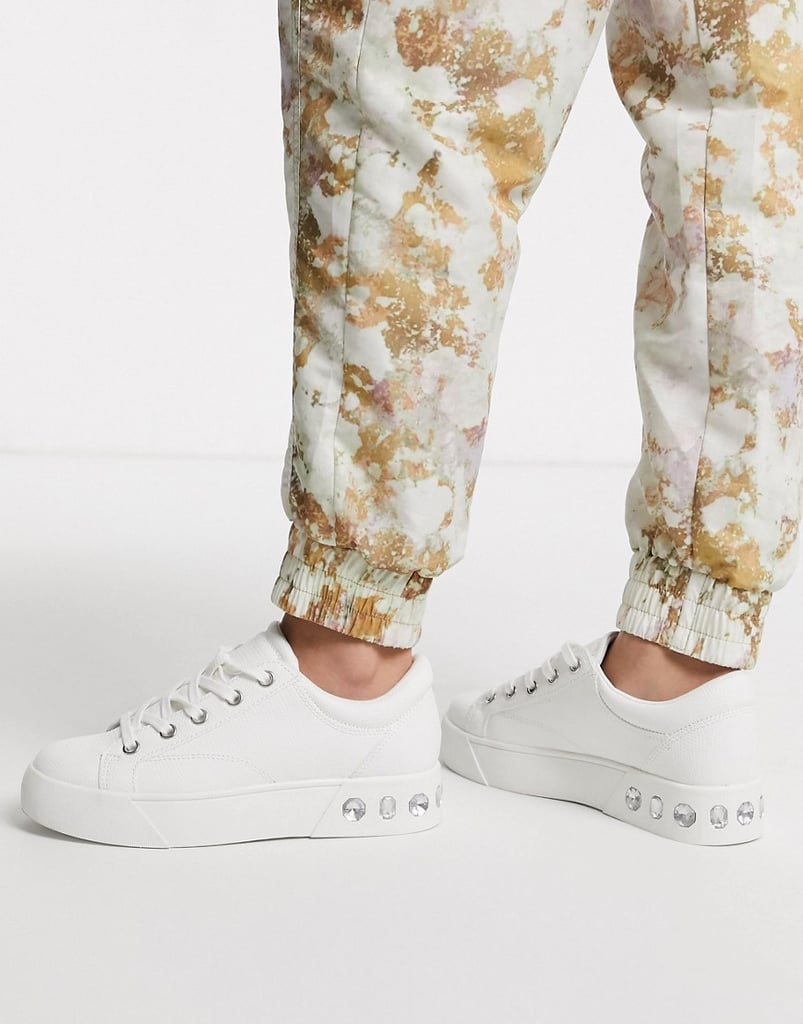 Bershka Gem Detail Lace Front Sneakers