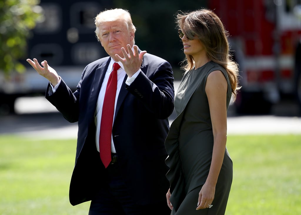 Melania Trump Wearing Green Dress and Leopard Heels