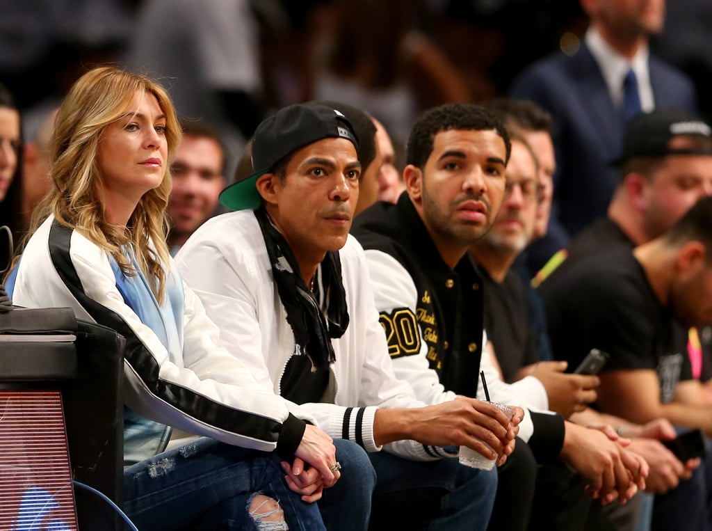 Drake and Ellen Pompeo at a Brooklyn Nets Game. 