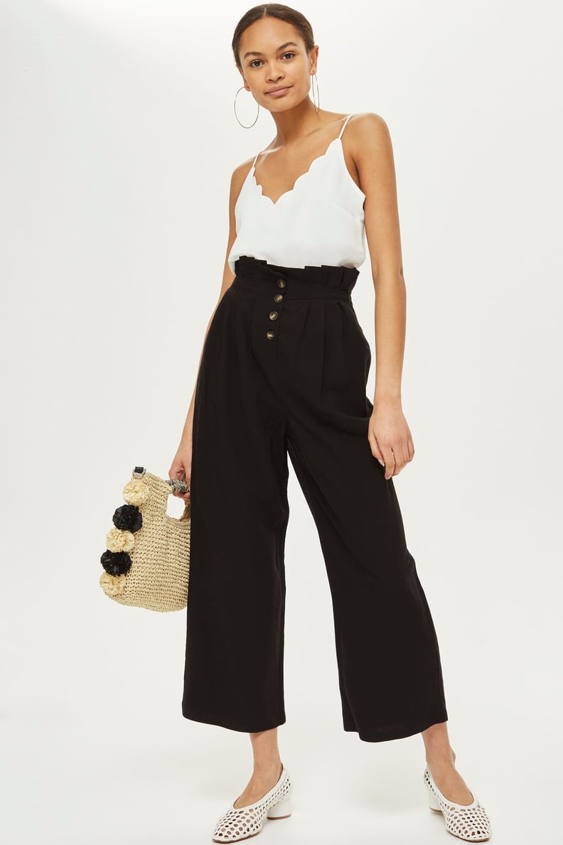 Topshop Cropped Button-Up Trousers
