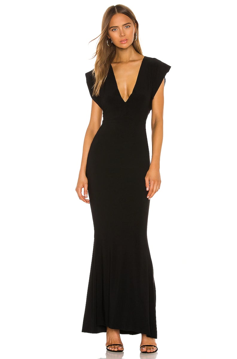 A Black Gown: Norma Kamali X Revolve V Neck Rectangle Gown