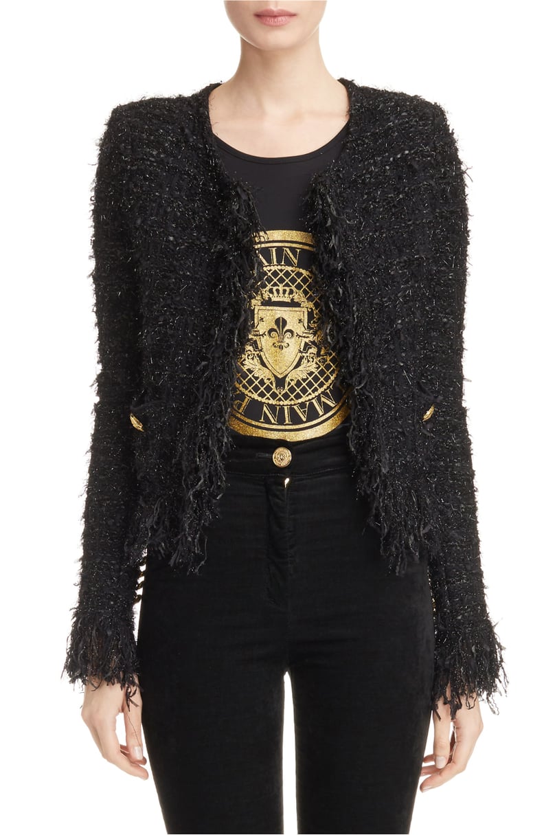 Balmain Fringe Trim Sweater Jacket