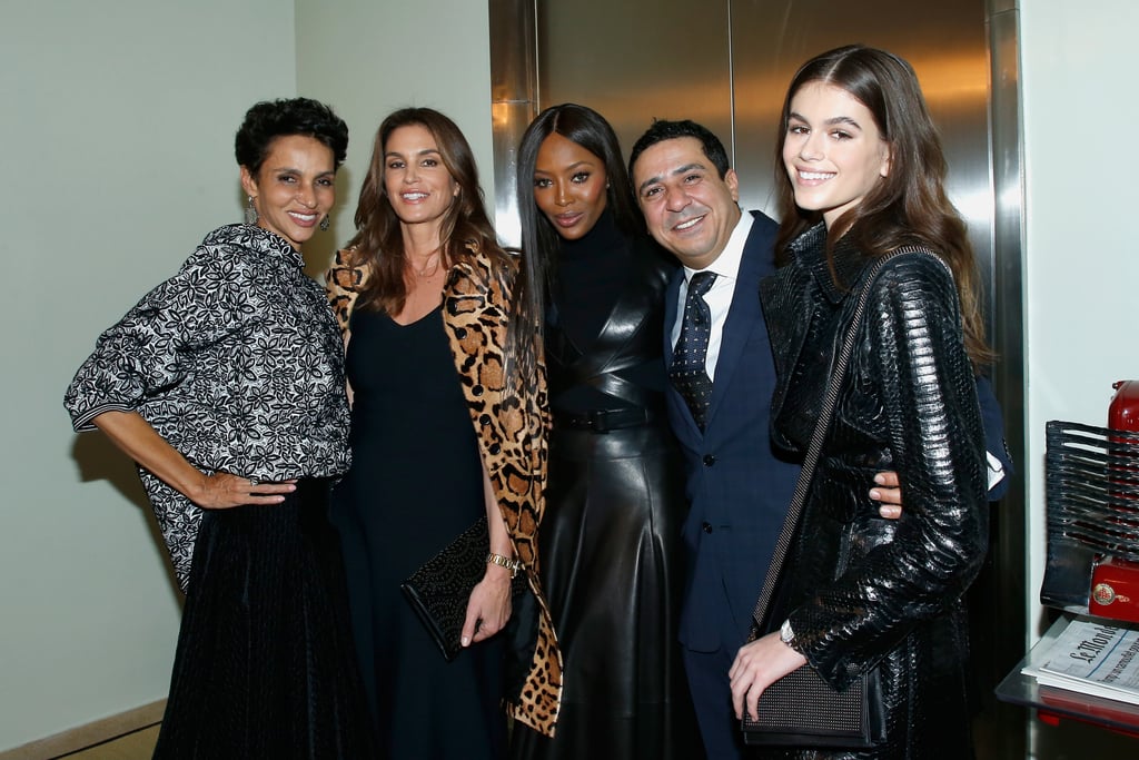 Farida Khelfa, Cindy Crawford, Naomi Campbell, Azzedine Alaïa's cousin Montassar Alaïa, and Kaia Gerber attended an exhibit in honour of the late fashion designer during Paris Fashion Week on Jan. 21, 2018.