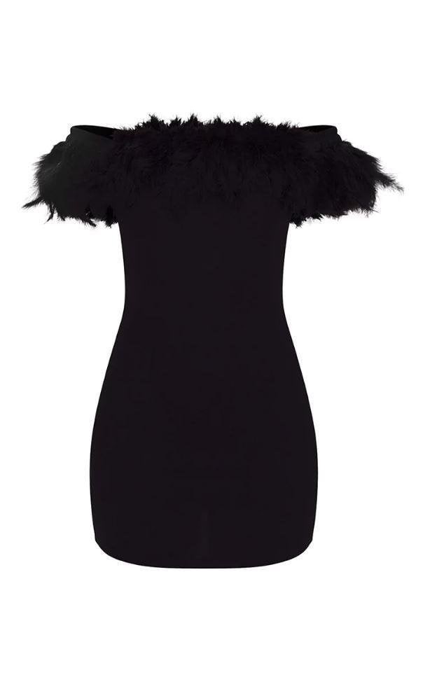 Pretty little thing store white feather dress