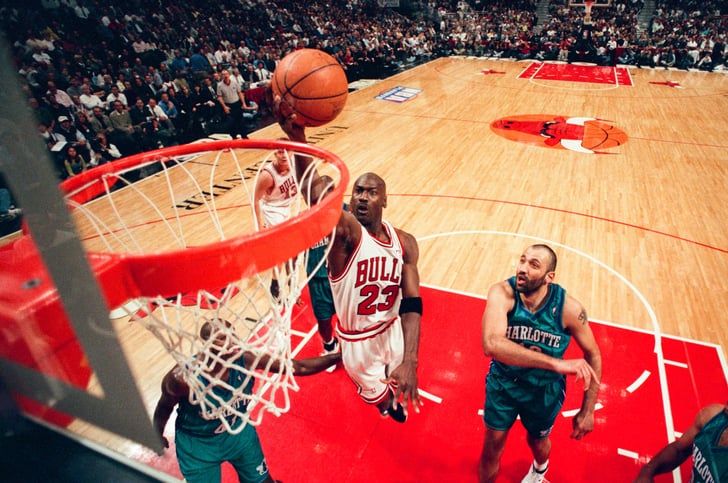 Michael Jordan Soaring Through the Air 